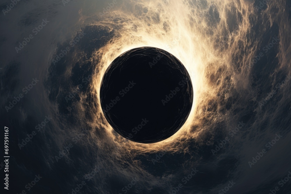 Aufkleber a striking image of a black hole surrounded by a vast cloud-filled sky. this picture can be used to 
