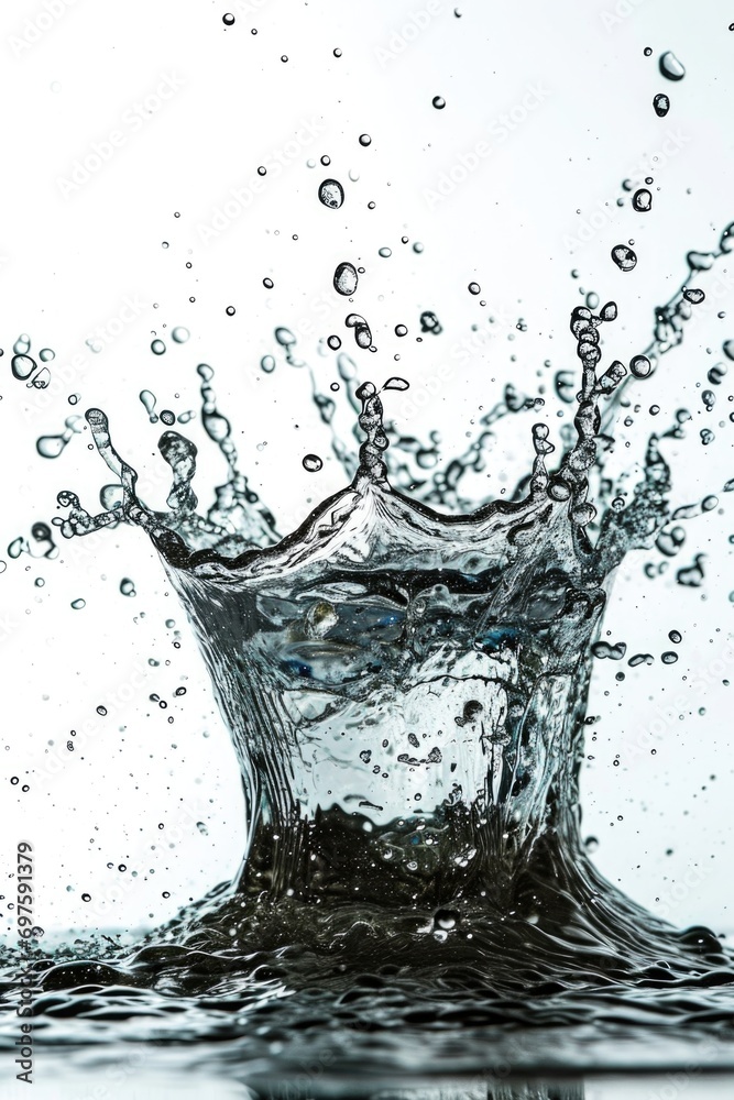 Poster a splash of water on the surface of a body of water. can be used to depict refreshing activities or 