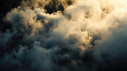 A plane can be seen soaring through the sky filled with fluffy clouds. This image can be used to depict travel, aviation, freedom, or adventure.