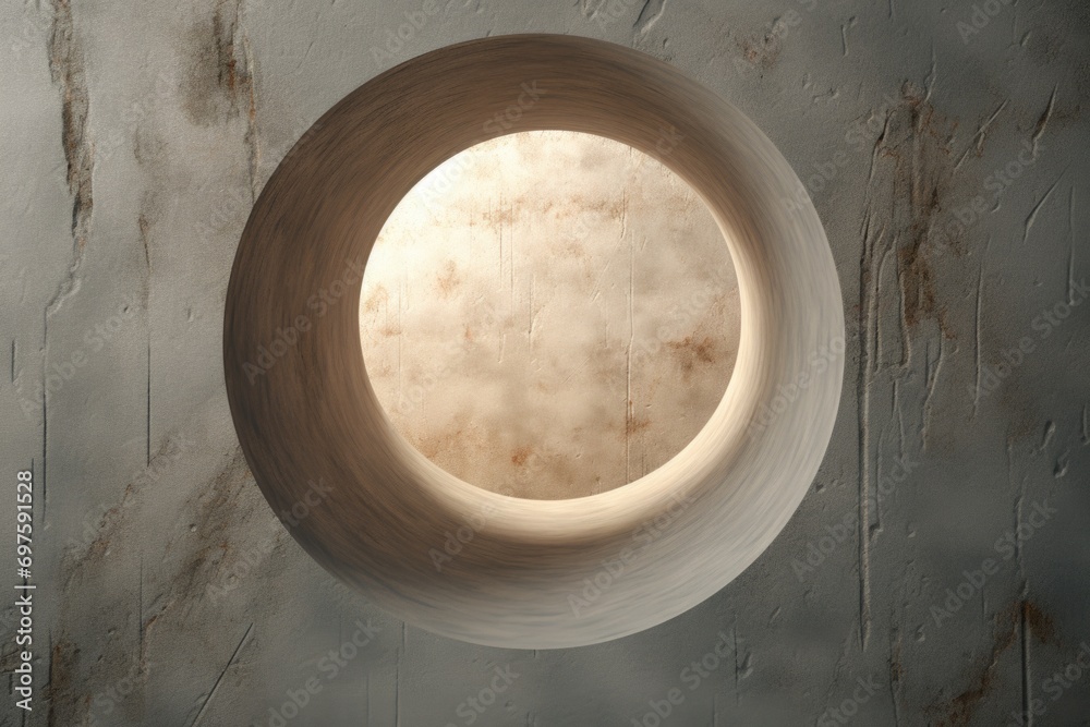 Aufkleber a round hole in a concrete wall with a beam of light shining through. this image can be used to depi
