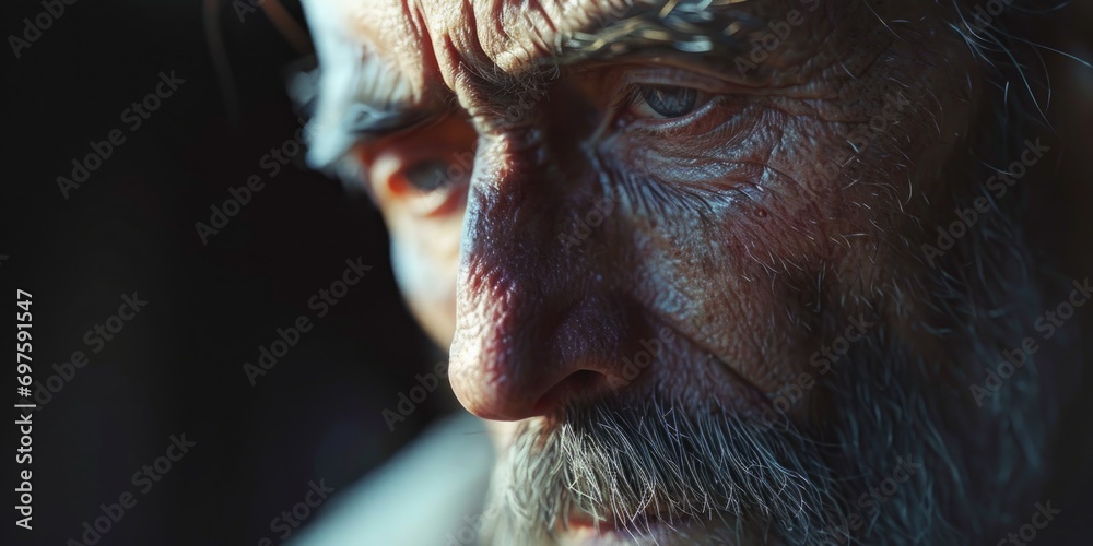 Aufkleber A close-up photograph of a man with a beard. This image can be used in various contexts and projects