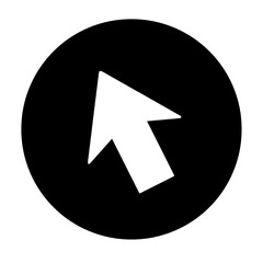 white arrow icon on black circle button isolated on transparent background