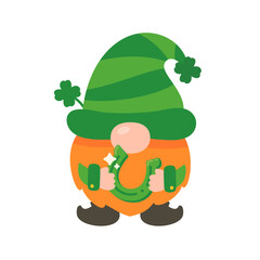 Gnomes with long orange beards carry good luck charms. St. Patrick's Festival elements
