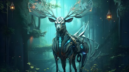 Wood deer in the forest