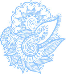 Henna mehndi paisley indian flower tattoo design hand drawing 