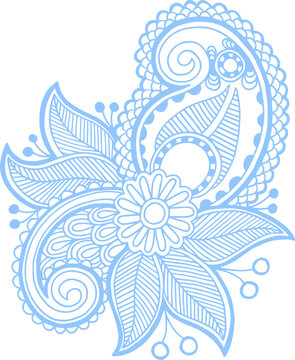 Henna mehndi paisley indian flower tattoo design hand drawing 