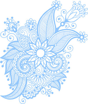 Henna mehndi paisley indian flower tattoo design hand drawing 