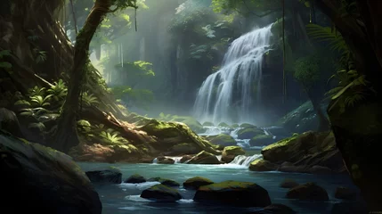 Türaufkleber Waterfall in the jungle © 1_0r3