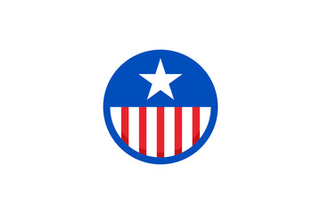 United States flag icon. blue and red striped with a star symbol.