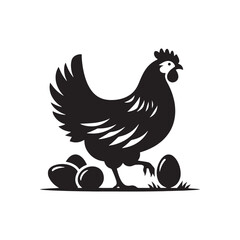 Farming Tranquility: Silhouetted Fields, Grazing Livestock, and Simple Rural Scenes - Hen eggs Silhouette
