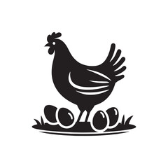 Evening Harvest: Nighttime Silhouettes, Farm Animals, and Peaceful Rural Nights - Hen eggs Silhouette
