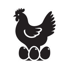 Harvest Moon: Nighttime Silhouettes, Farm Animals, and Peaceful Rural Nights - Hen eggs Silhouette
