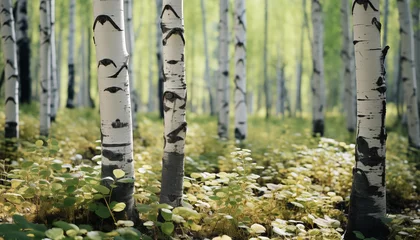 Gordijnen Closeup of birch forest © lichaoshu