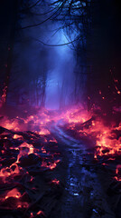 fire in dark forest
