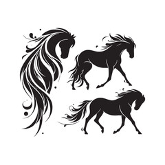 Simple Elegance of Horse Silhouette: Proud Stallion, Tranquil Equine Presence in Black - Nature's Beauty in Minimalist Form
