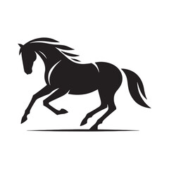 Horse Silhouette: Evening Gallop, Dynamic Equine Motion in Simplified Black - Capturing the Spirit of Free-Running Majesty
