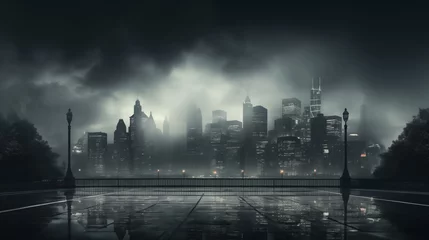 Poster Verenigde Staten city in the fog