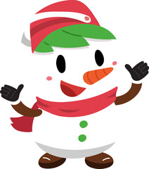 Cartoon character cute christmas snowman for design.