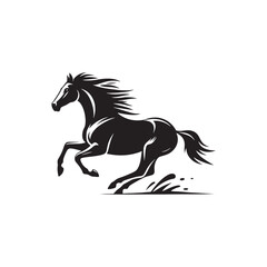 Dynamic Running Horse Illustration: Silhouetted Beauty of a Graceful Equine in Motion
