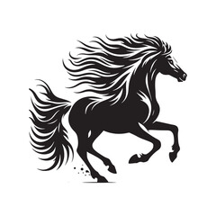 Illustration Featuring a Running Horse Silhouette: Dynamic Equestrian Energy for Your Designs
