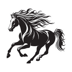 Running Horse Silhouette in Illustration: Beautifully Rendered Equine Grace in Motion
