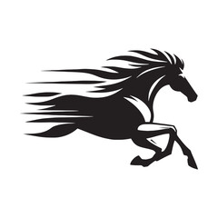 Artistic Silhouette: Running Horse Illustration Capturing the Grace of Equine Motion
