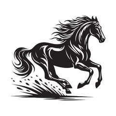 Illustration of a Running Horse Silhouette: Dynamic Equine Energy for Creative Projects
