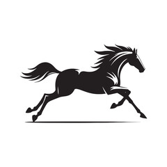 Illustration of a Running Horse Silhouette: Dynamic Equine Beauty for Your Creative Projects
