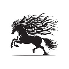 Illustration of a Running Horse Silhouette: Expressive Equine Movement in a Stunning Artwork
