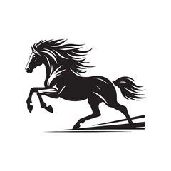 Illustration Featuring a Running Horse Silhouette: Dynamic Equestrian Energy for Your Design Needs
