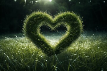 Ornamental Heart grass. Shape nature leaf. Generate Ai