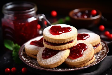Sweet Hearts jam cookies valentines day. Sweet tasty. Generate Ai