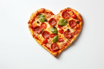 Adorable Heart shaped pizza. Romantic baked. Generate Ai