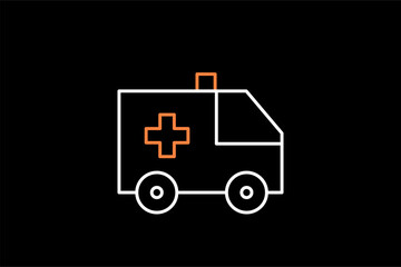 ambulance  illustration in dark style. Flat vector illustration.