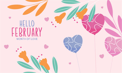 February month of love background - obrazy, fototapety, plakaty