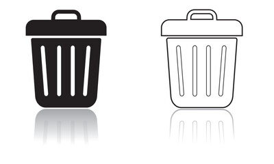 Trash icon set. Dustbin vector. Trash icon vector. Recycle bin icon. Delete icon vector. Trace symbol for your web site design, logo, app, UI design. Vector illustration.