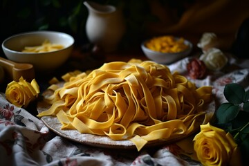 Nutritious Homemade pasta. Machine dish cook. Generate Ai