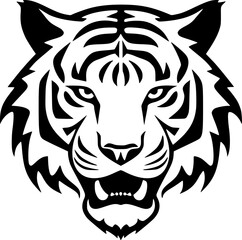 Fototapeta premium Tiger - Black and White Isolated Icon - Vector illustration