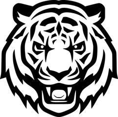 Tiger - Black and White Isolated Icon - Vector illustration
