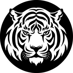 Fototapeta premium Tiger - Black and White Isolated Icon - Vector illustration