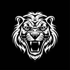 Tiger - Black and White Isolated Icon - Vector illustration