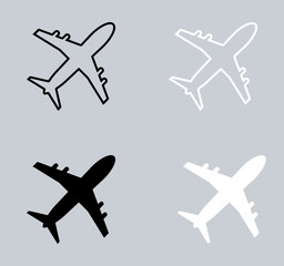 Set of Airplane icon. Airplane icon sign symbol in trendy flat style. Airplane vector icon illustration isolated on gray background