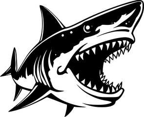 Fototapeta premium Shark | Black and White Vector illustration