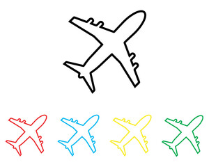 Airplane icon vector. Airplane icon sign symbol in trendy flat style. Set elements in colored icons. Airplane vector icon illustration isolated on white background	