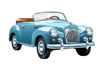 Fototapeta na wymiar Bright pastel blue old vintage car isolated on PNG Background. Generative Ai.
