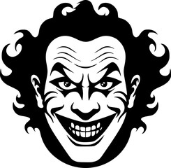 Clown | Black and White Vector illustration