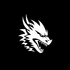 Dragon - Black and White Isolated Icon - Vector illustration