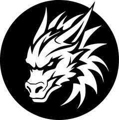 Dragon - Black and White Isolated Icon - Vector illustration