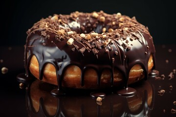 Hefty Large chocolate donut. Nature shiny cream. Generate Ai
