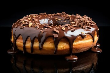 Rich Large chocolate donut. Nature shiny cream. Generate Ai
